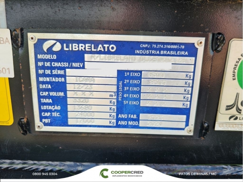 Rodoçacamba Librelato Preta com Pneus e Lona Fácil 23/24