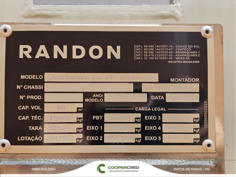 Tanque Randon 0KM 4E Pronta Entrega 50 Mil Litros