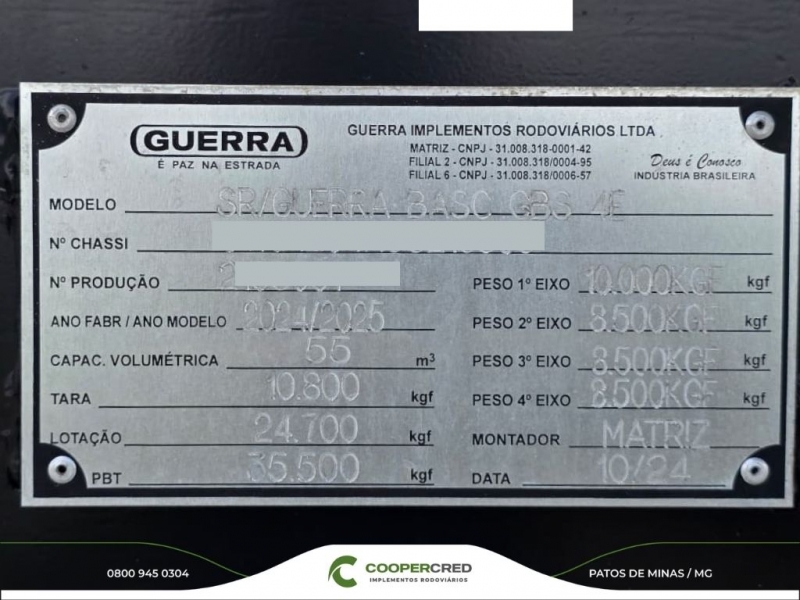 Basculante 4º Eixo Guerra Preta 2024/2025