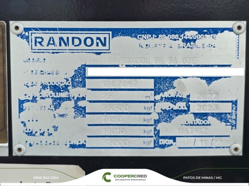 Basculante Randon Branca 2022/2023 25 M³
