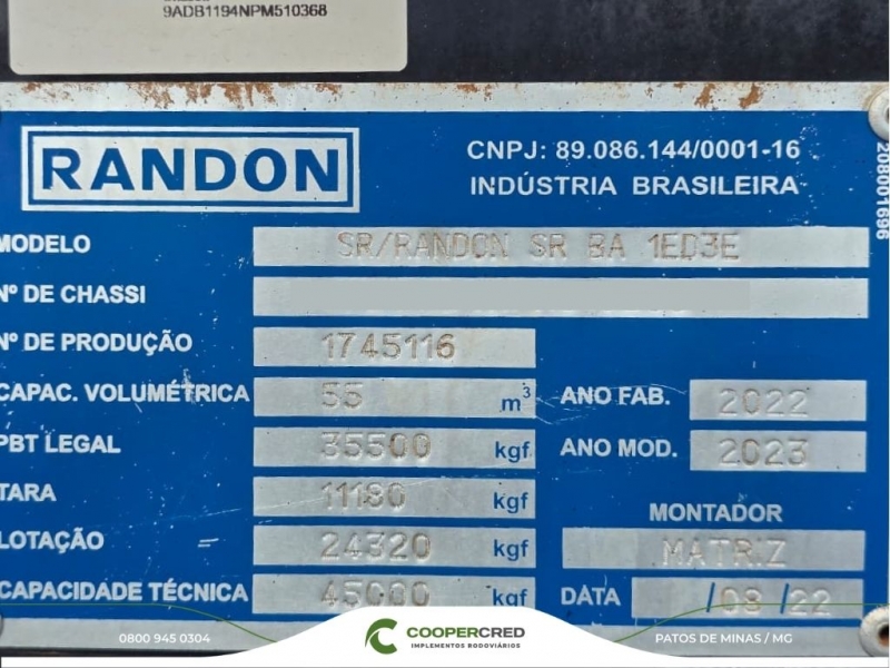 Basculante Randon Branca 22/23 com Lona Fácil