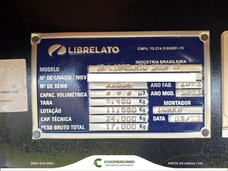 Rodotrem Graneleiro Librelato 2023 com Pneus