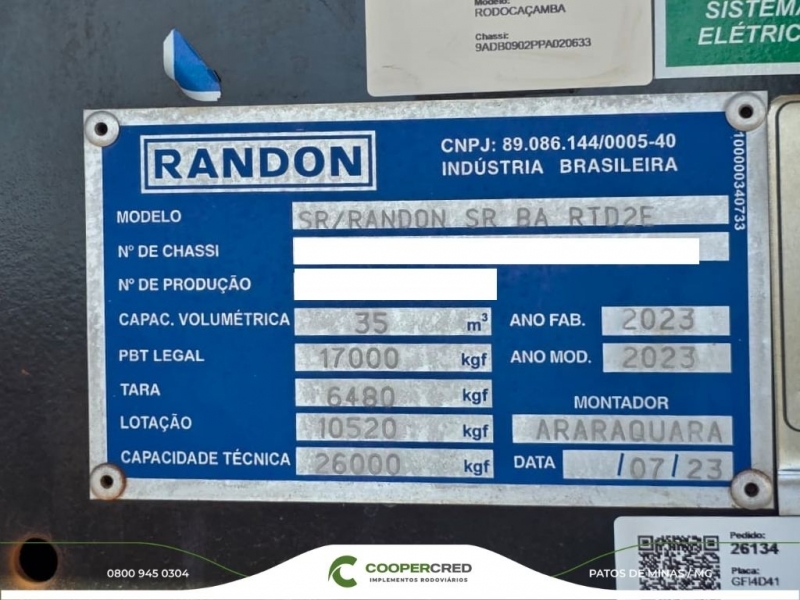 Rodocaçamba Noma 23/23 com Tecnil e Lona fácil
