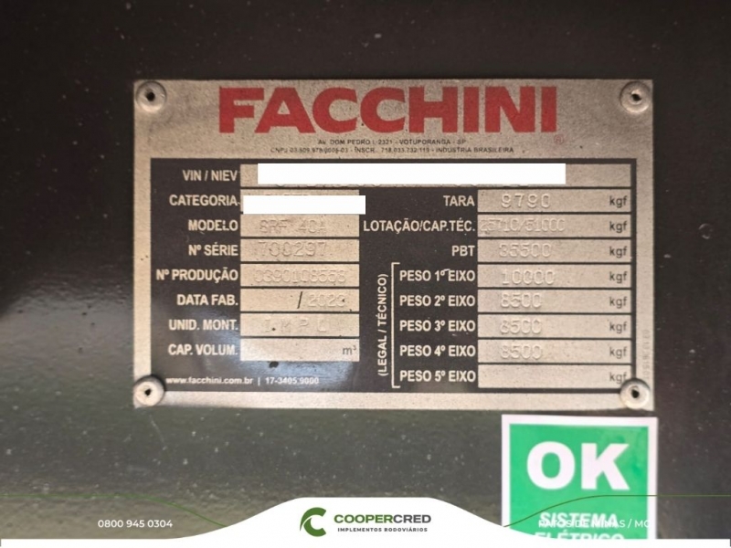 Graneleira 4º Eixo Facchini 2023 Assoalho de chapa