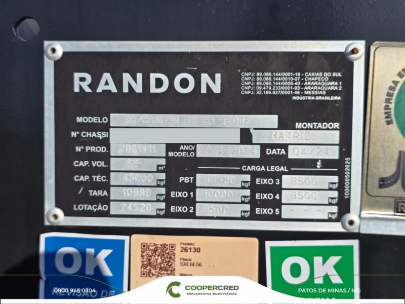 Basculante 4 Eixo Randon Branca 2024