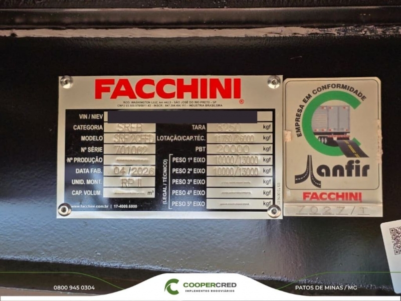 Baú Facchini 2 Eixos 2026 Zero KM 30 paletes