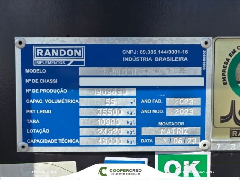 Basculante 4º Eixo Randon Preta 2023 55m³