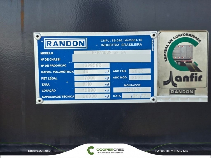 Rodocaçamba Randon 2022 com Lona Fácil e Tecnil