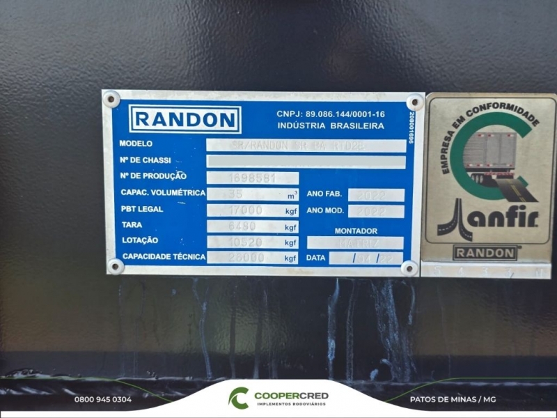 Rodocaçamba Randon 2022 com Lona Fácil e Tecnil