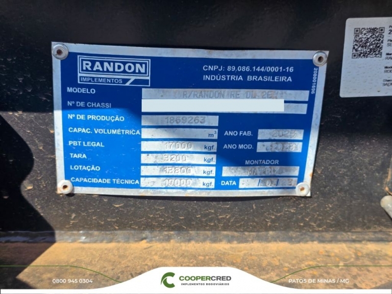 Rodocaçamba Randon 2023 Com pneus e Lona Fácil