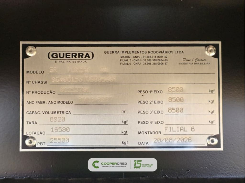 Baú Guerra 3 Eixos Alumínio Zero KM 30 paletes