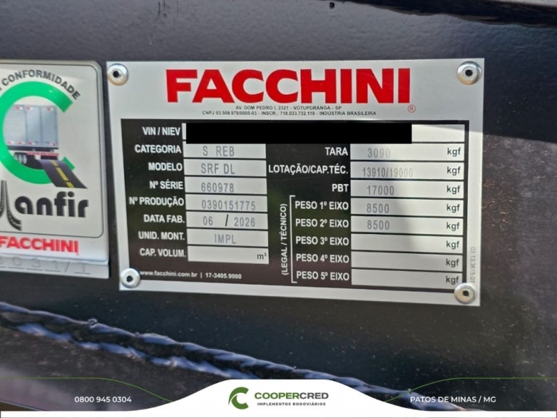Rodotrem Graneleiro Facchini Zero Km 2026 5ª Roda