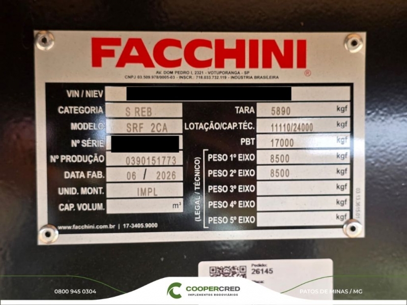 Rodotrem Graneleiro Facchini Zero Km 2026 5ª Roda