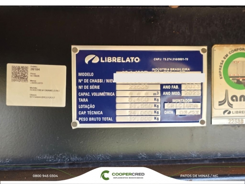 Rodotrem Graneleiro Librelato 2023 c/ Pneus Novos