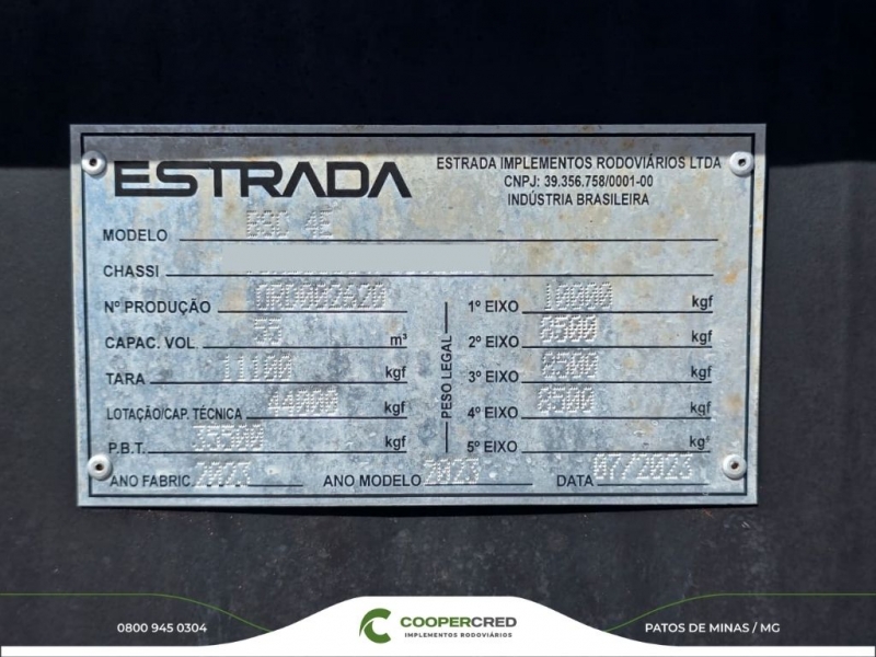 Basculante 4º Eixo Estrada 2023/2023 55m³ com Lona Fácil