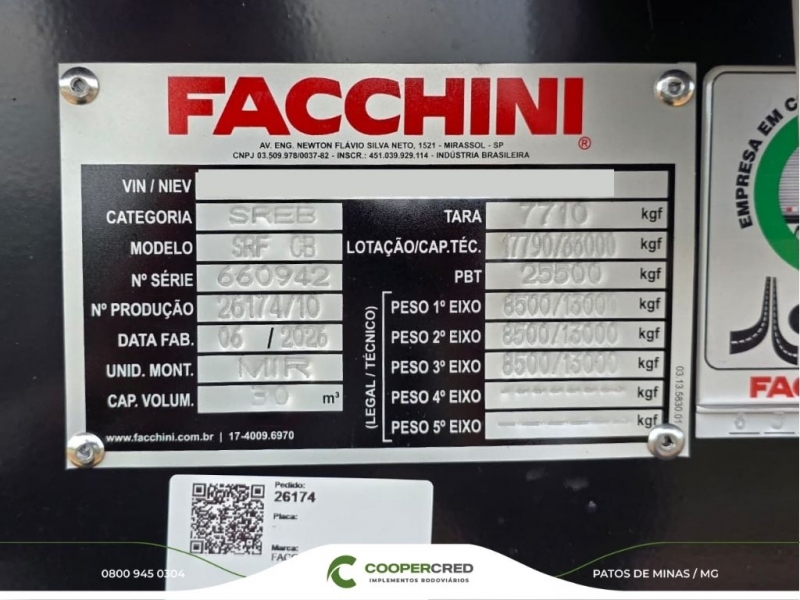 Basculante Facchini 3 Eixos Branca 2026 30m³ À Pronta Entrega