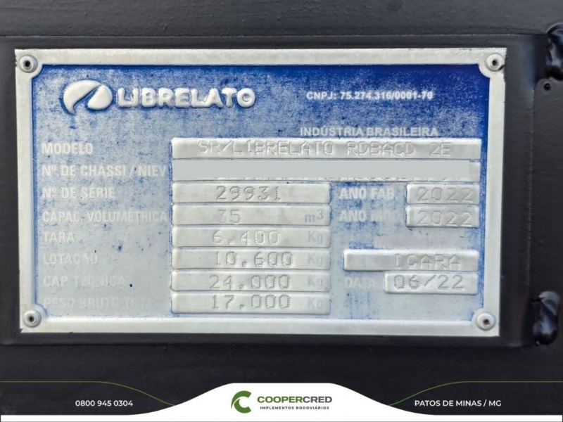 Rodocaçamba Librelato 2022 com Lona Fácil