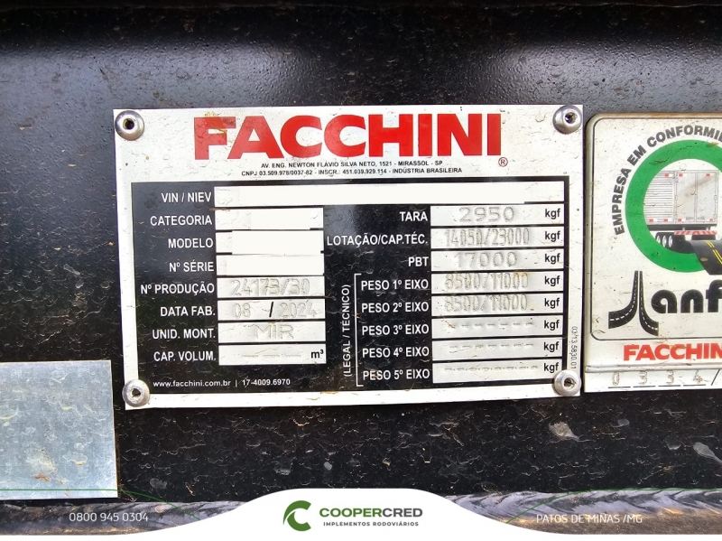 Rodocaçamba Facchini Zero KM 2026 35m³