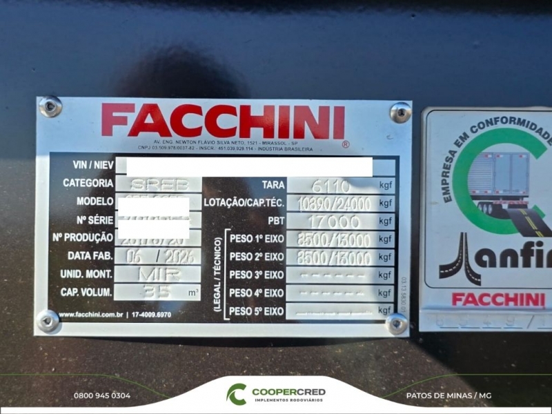 Rodocaçamba Facchini Zero KM 2026 35m³