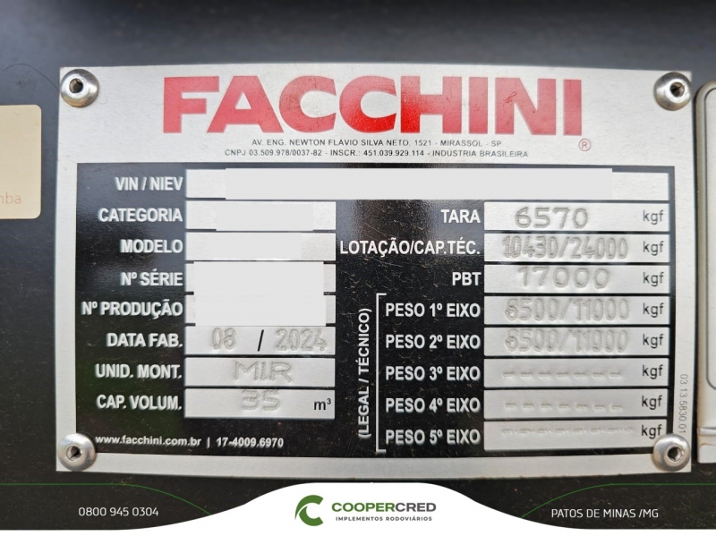 Rodocaçamba Facchini Zero KM 2026 35m³
