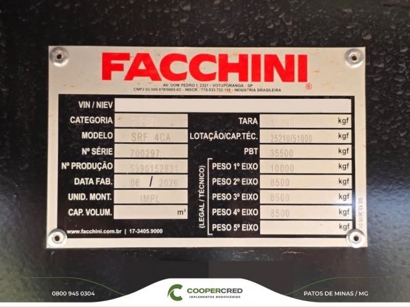 Graneleira 4º Eixo Facchini 0km à Pronta Entrega 14,50m Chapa