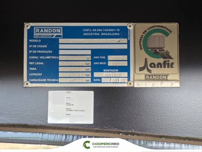 Graneleira 4º Eixo Randon 2023/2023 13,5m x 1,80m