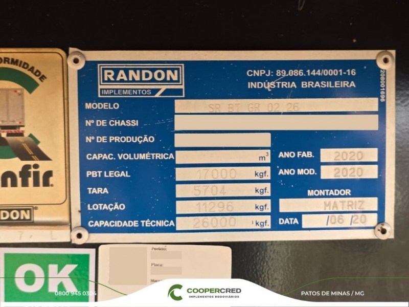 Bitrem Graneleiro Randon 2020/2020 7,10m X 1,80m