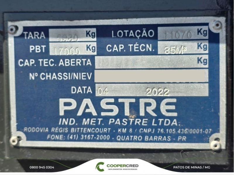 Rodocaçamba Pastre 2022 Azul com Lona Fácil