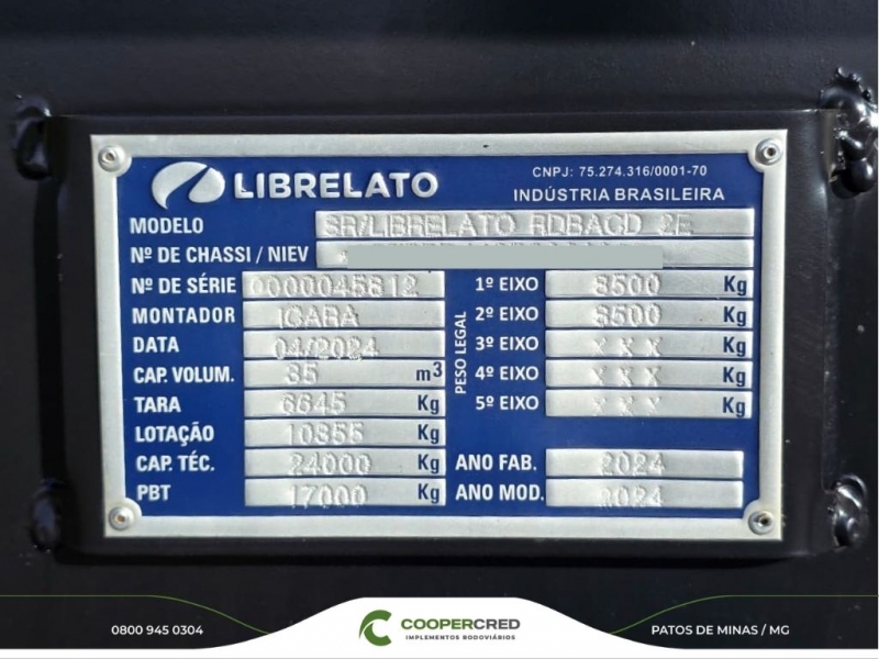 Rodocaçamba Librelato 2024 com Lona Fácil