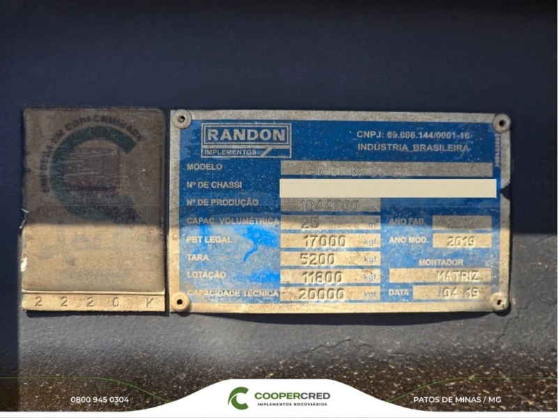 Bicaçamba Randon 2019/2019 25 M³