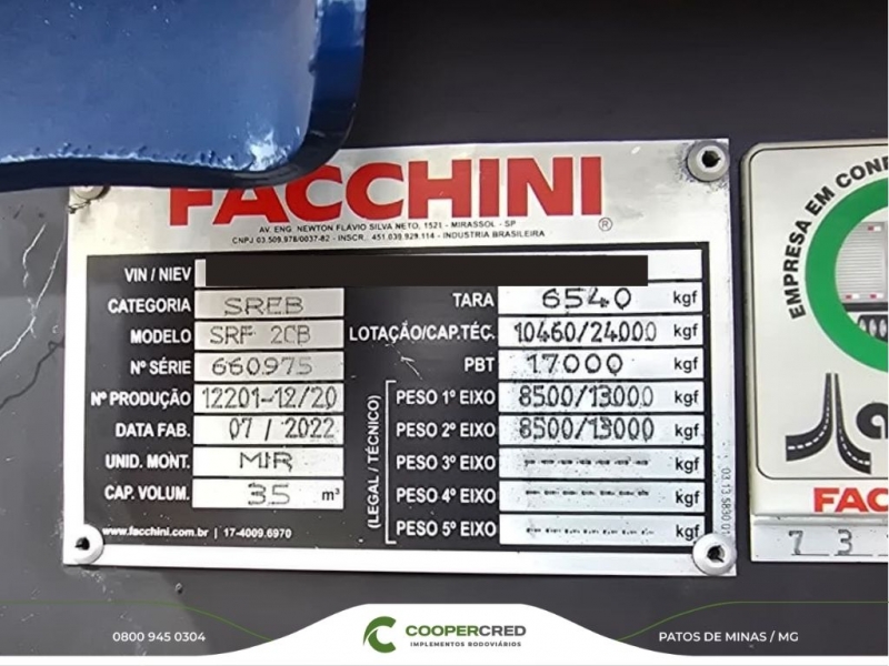 Rodocaçamba Facchini 2022/2022 35m³ Preparada