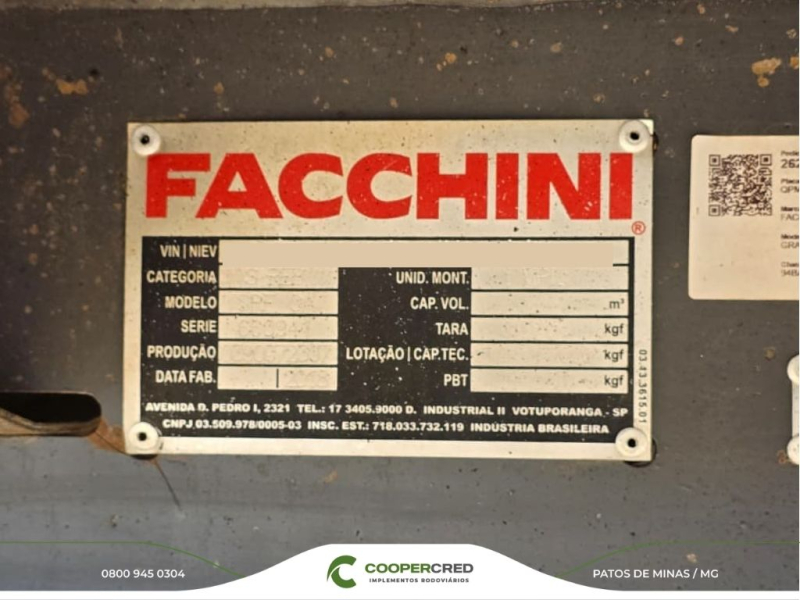 Graneleira 3 Eixos Facchini 2018/2019 12,40m x 1,80m