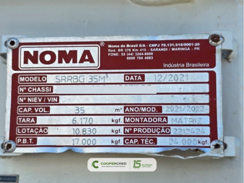 Rodocaçamba Noma Revisada 21/22 Lona Fácil