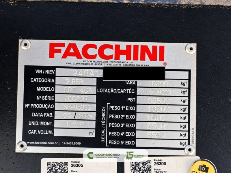 Graneleira 4º Eixo Facchini Seminova 2026 14,50m