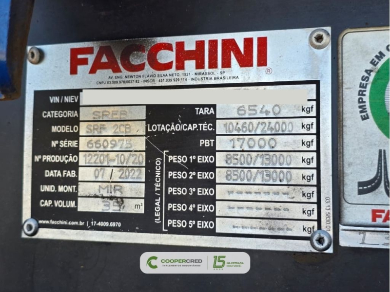 Rodocaçamba Facchini 2022/2022 35m³
