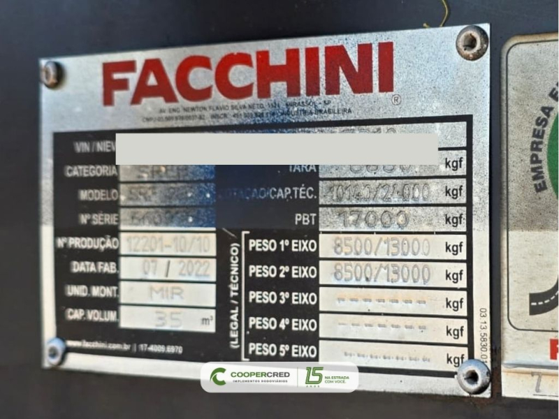 Rodocaçamba Facchini 2022/2022 35m³
