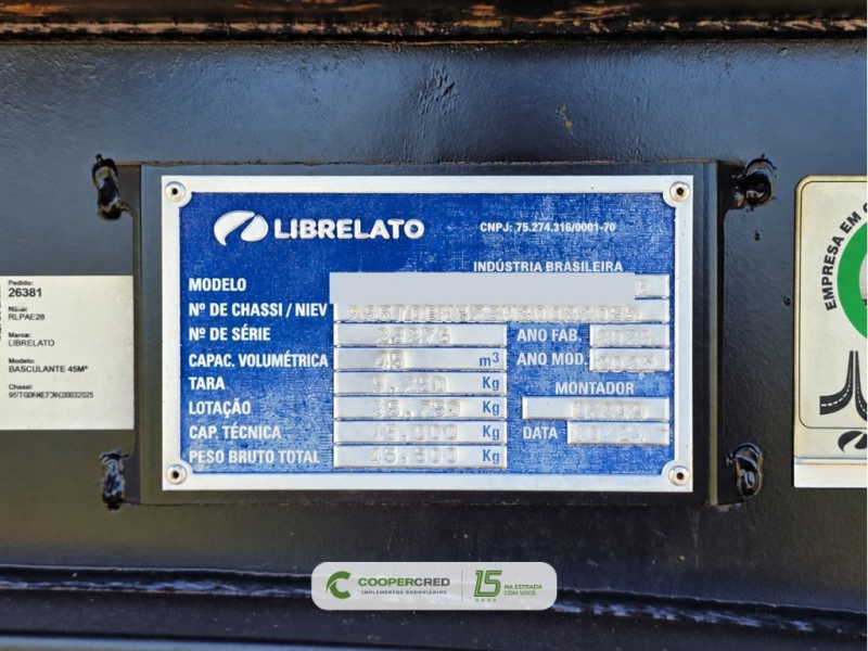 Basculante 3 Eixos 45m³ Librelato 2021/2022